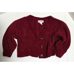 Cat&Jack girls burgandy sparkle cardigan sweater 18mo